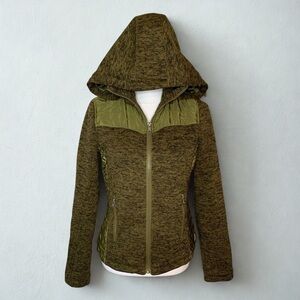 Marqt Hooded Quilted Jacket Lined Women Medium Heathered Olive